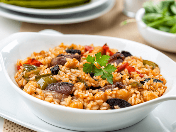 Arroz de Pato, a Shellfish free Portugal dinner made with rice and meat.
