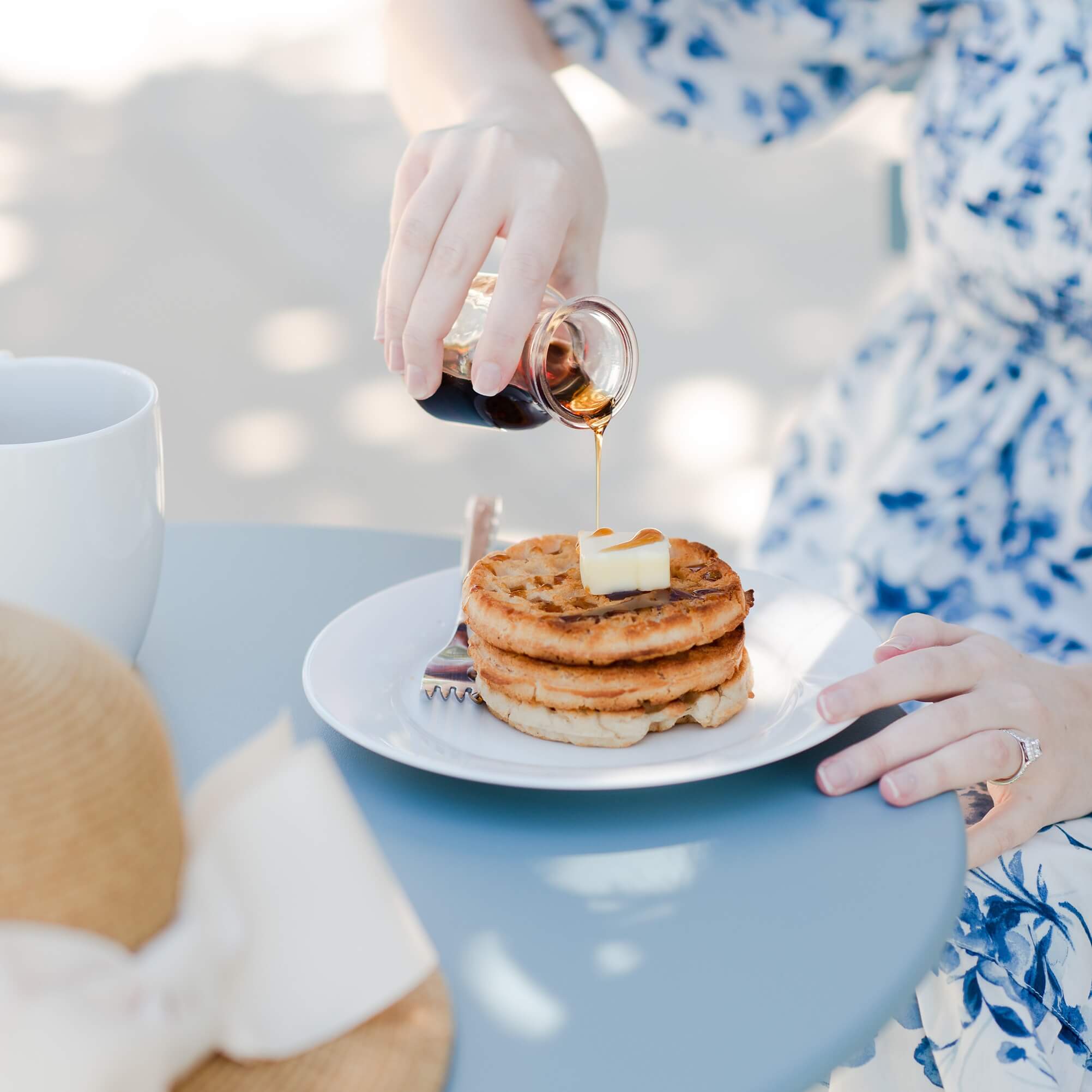 Lauren Scheffer, owner of Food Allergy Getaways, eating a gluten free breakfast