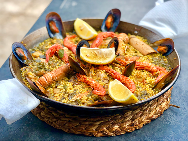 gluten free lunch of paella in Spain