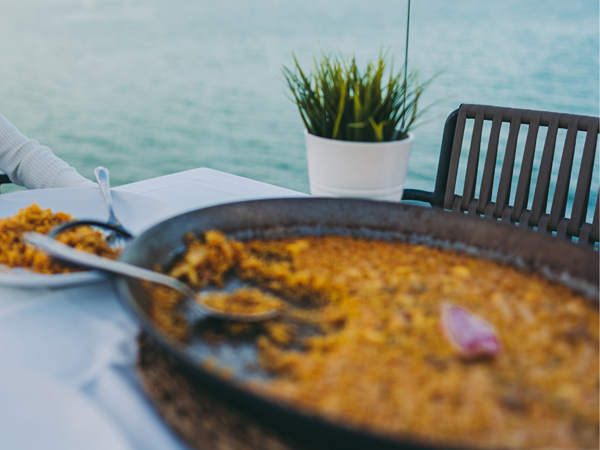 eating a paella lunch that is dairy and nut free in spain