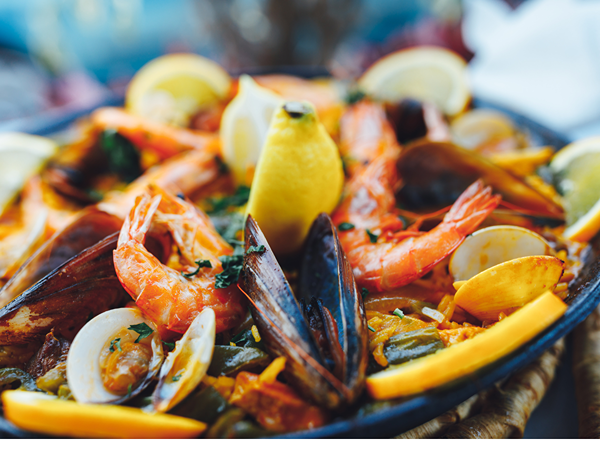 seafood paella for a nut free dinner in Spain