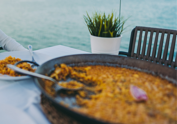 eating a paella lunch that is dairy and nut free in spain